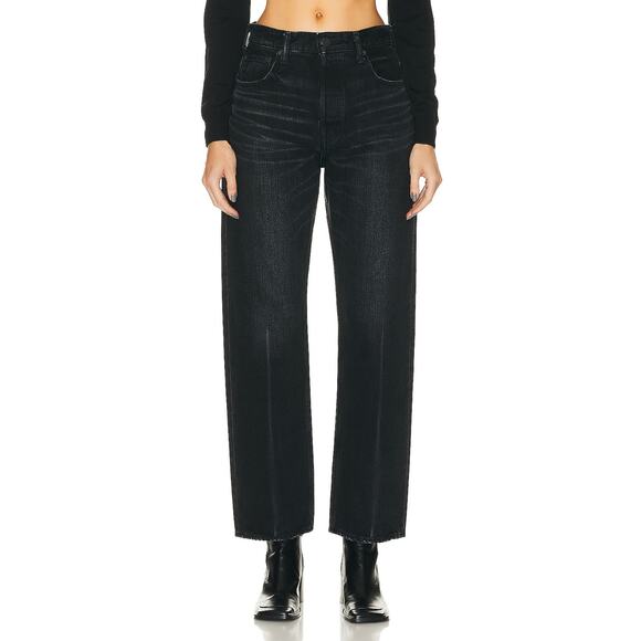 Moussy Denim - Moussy 'Murrieta' Black Cotton Wide Straight Leg Denim Jean Size 26